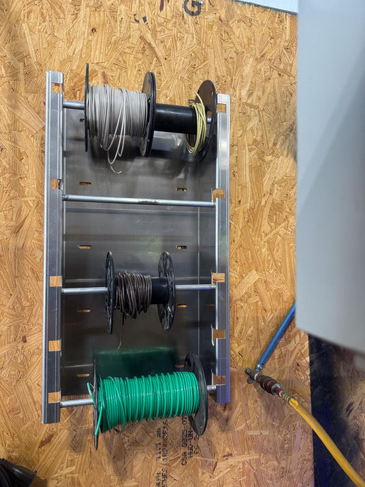 Aluminum wire reel rack, organization storage