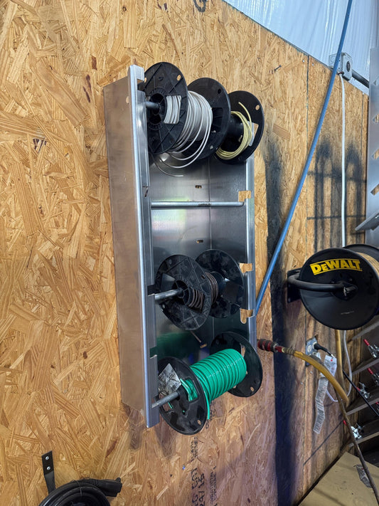 Aluminum wire reel rack, organization storage