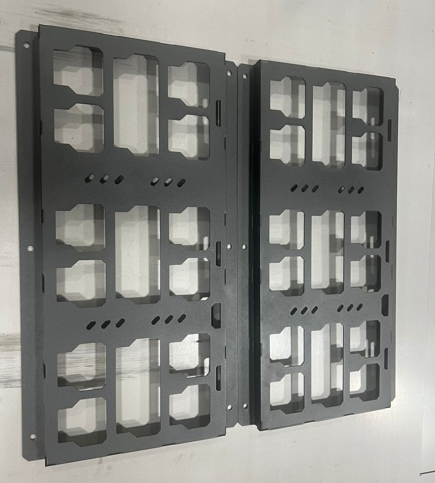 Milwaukee aluminum version   Packout Mounting Plate, 1/8th thick laser cut, organizer. 3 version, one large, one small. 1 full, 1 half