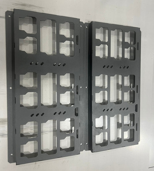 Milwaukee aluminum version   Packout Mounting Plate, 1/8th thick laser cut, organizer. 3 version, one large, one small. 1 full, 1 half