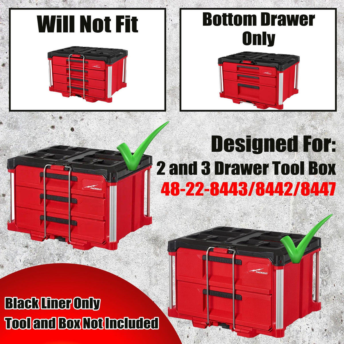 Milwaukee® M18 Router PACKOUT™ Drawer Liner – 2 & 3 Drawer (2732-20)