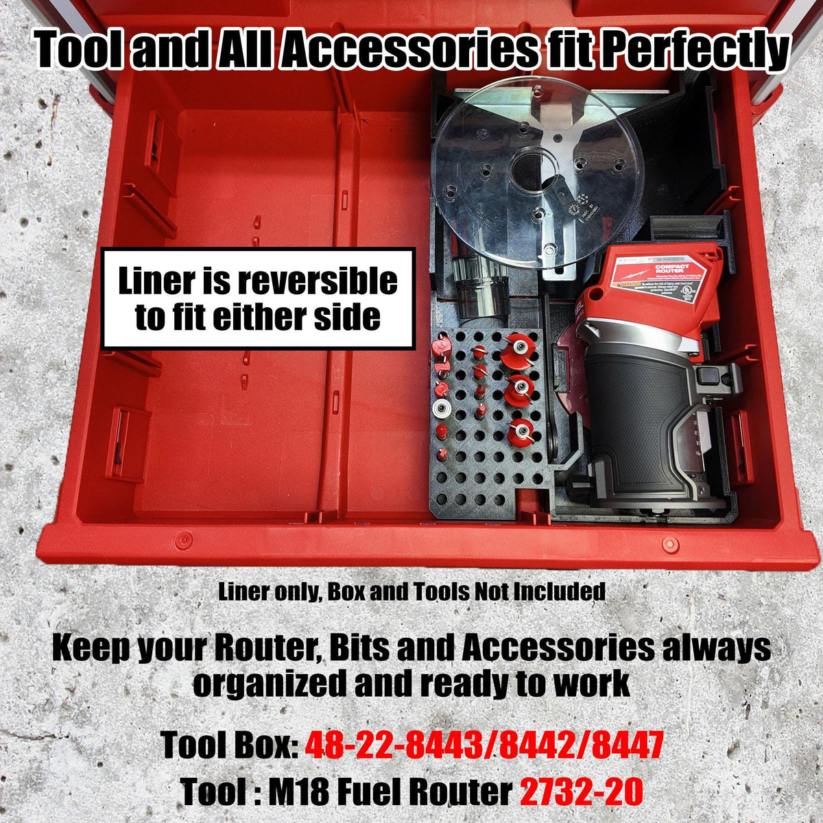 Milwaukee® M18 Router PACKOUT™ Drawer Liner – 2 & 3 Drawer (2732-20)