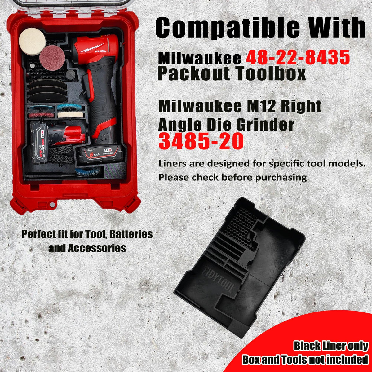Milwaukee® M12 FUEL Right Angle Die Grinder PACKOUT™ Organizer Insert