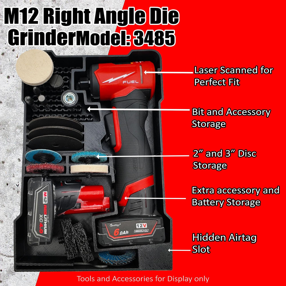 Milwaukee® M12 FUEL Right Angle Die Grinder PACKOUT™ Organizer Insert